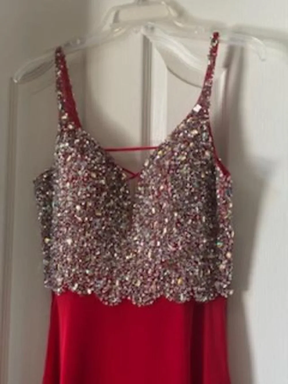 Red and Rhinestone Prom Dress - Picture 3 of 5